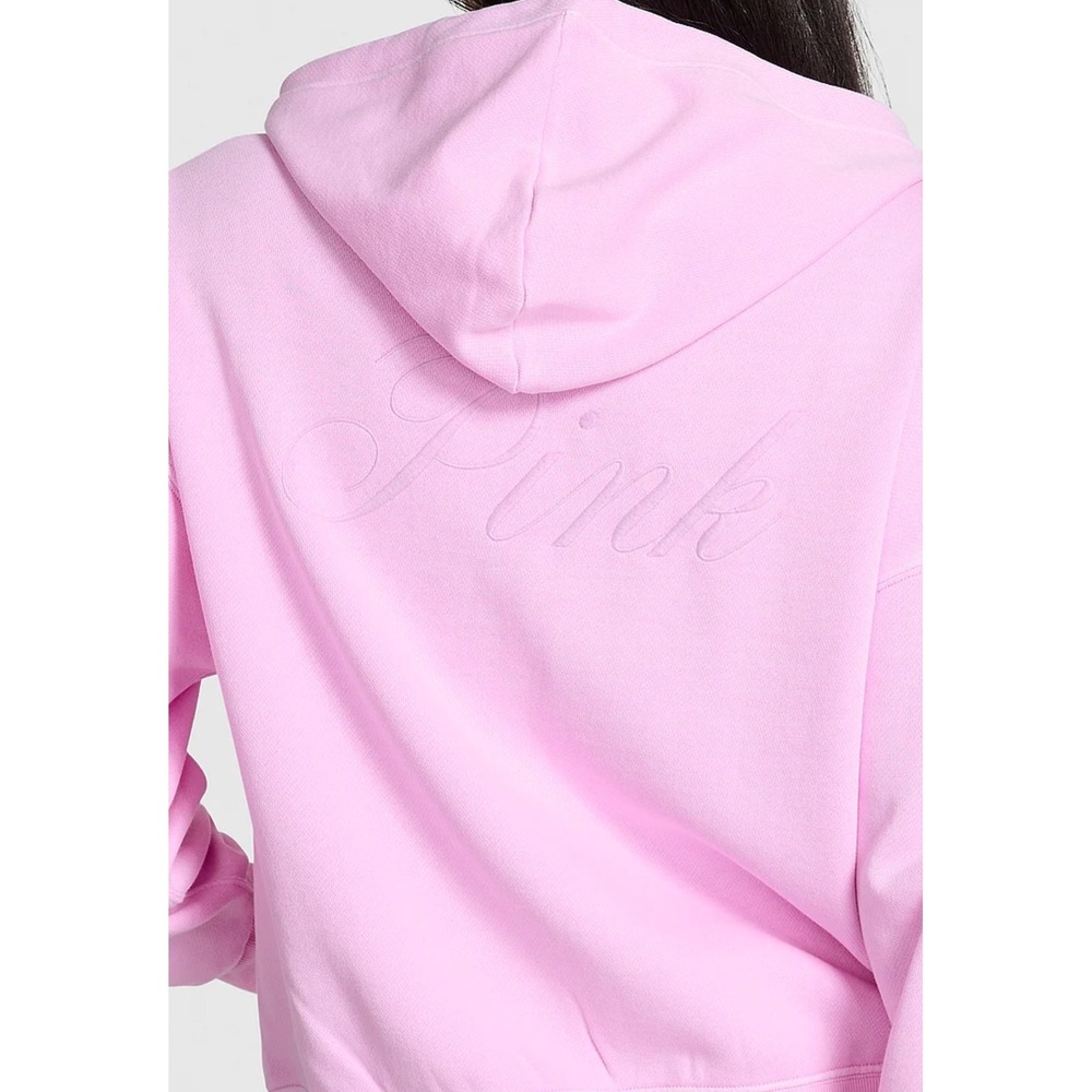 Victoria's Secret Pink Embroidered Logo Zip Up Hoodie Light Purple XS New W/ Tag - Picture 4 of 10